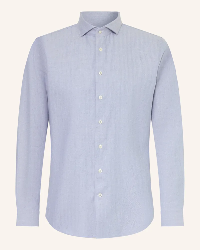 Profuomo Flanellhemd Slim Fit Blaugrau