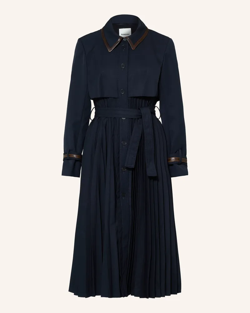 Sandro Trenchcoat Mit Plissees blau Dunkelblau