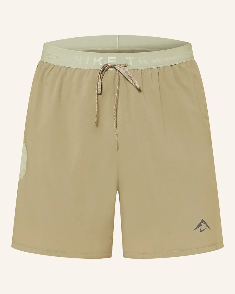 Nike 2-In-1-Laufshorts Trail Brief-Lined grau Khaki
