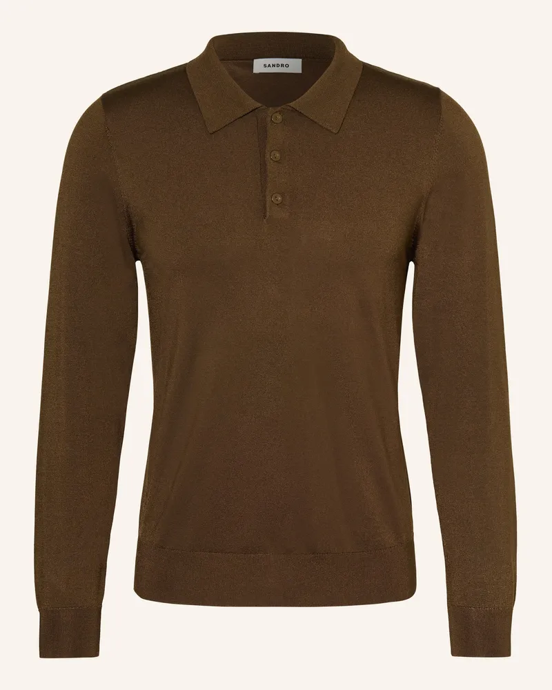 Sandro Strick-Poloshirt Braun