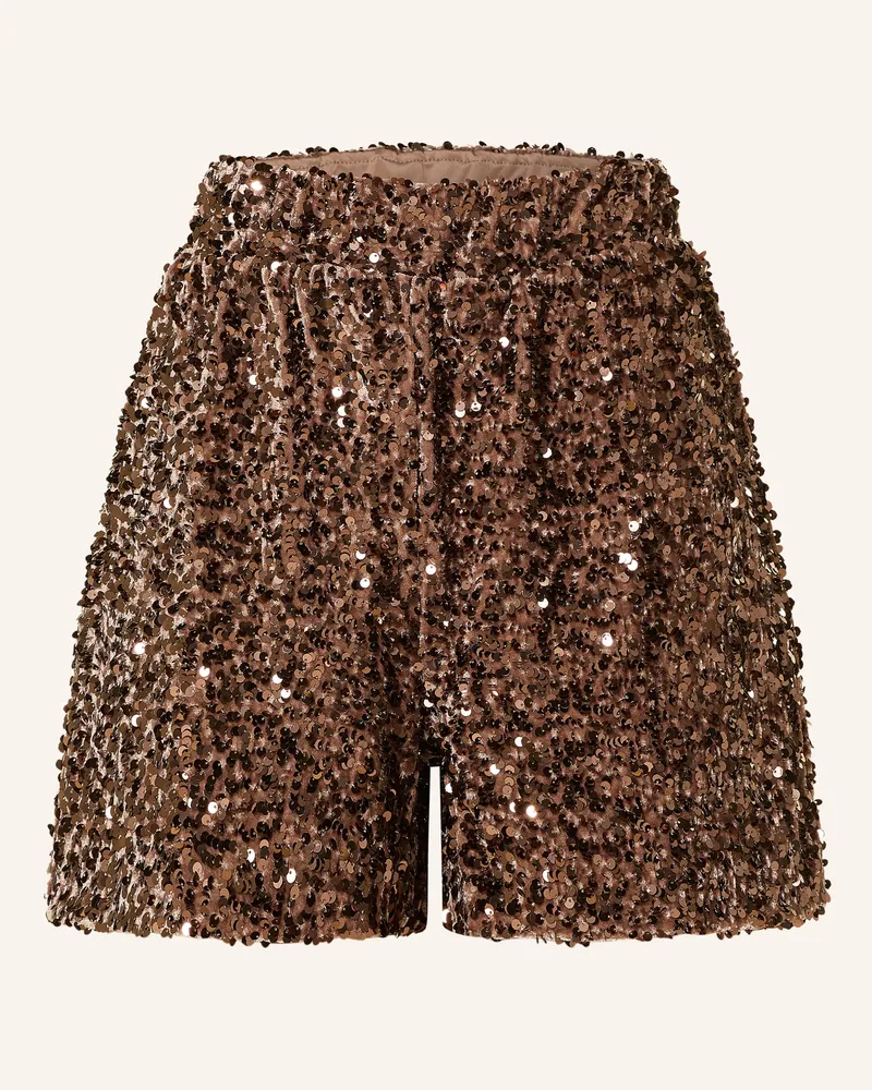 only Samtshorts mit Pailletten Braun