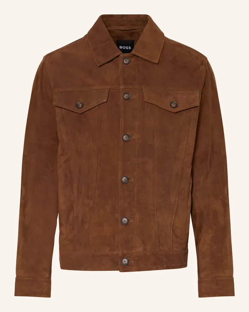 HUGO BOSS Lederjacke MERAK Dunkelbraun