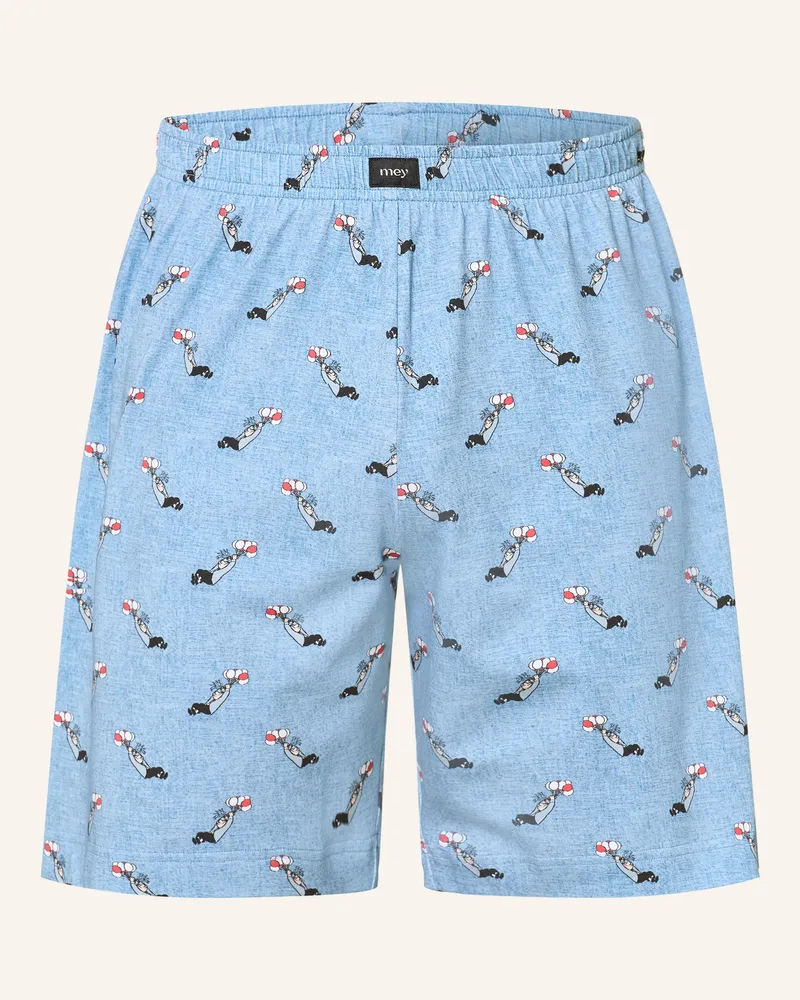 Mey Schlafshorts Serie Mey × Loriot blau Hellblau