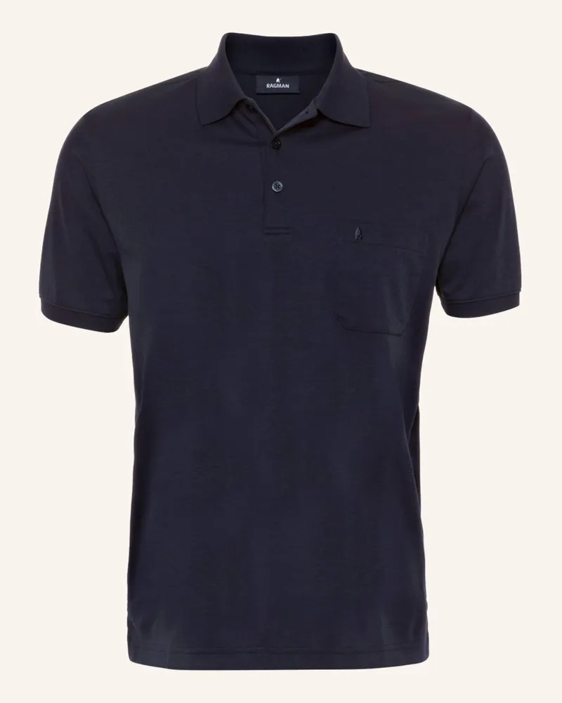 Ragman Piqué-Poloshirt blau Dunkelblau