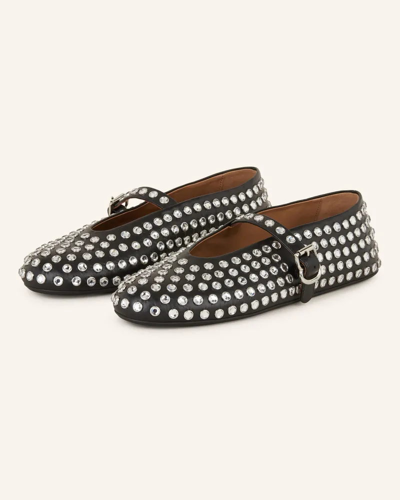 Alaïa Ballerinas mit Schmucksteinen Schwarz