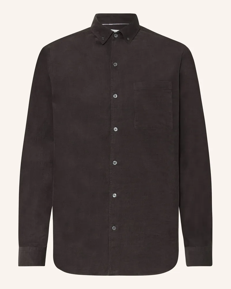 paul Cordhemd Comfort Fit grau Dunkelgrau