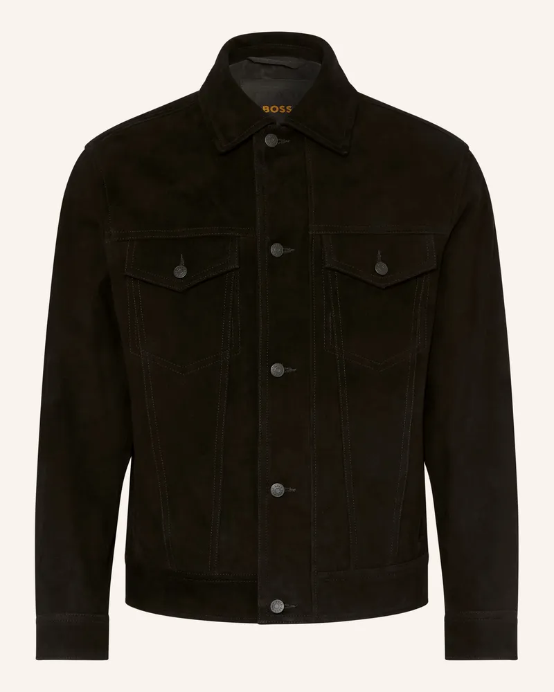 HUGO BOSS Lederjacke Johot schwarz Schwarz