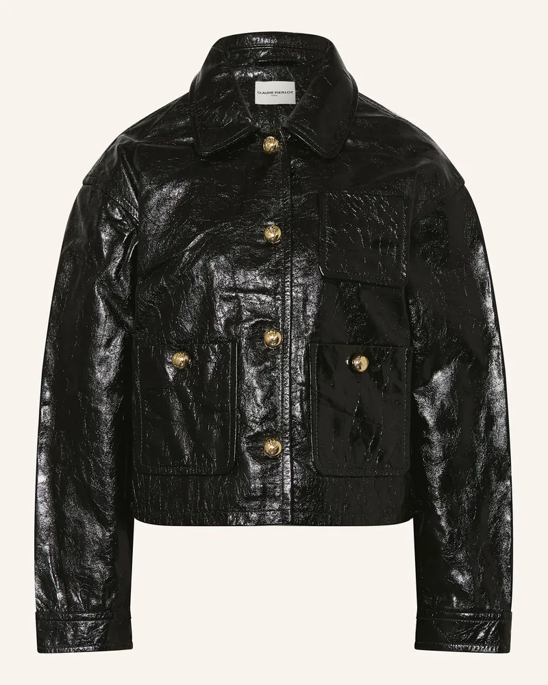 Claudie Pierlot Lederjacke schwarz Schwarz