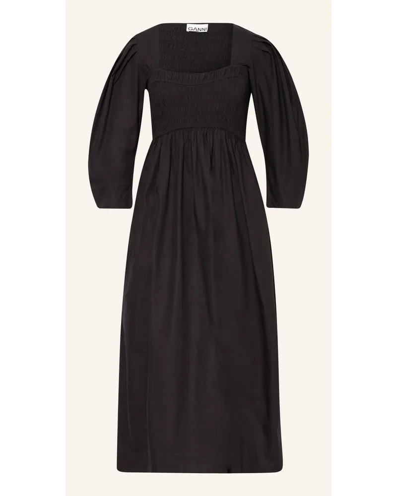 Ganni Kleid mit 3/4-Arm Schwarz