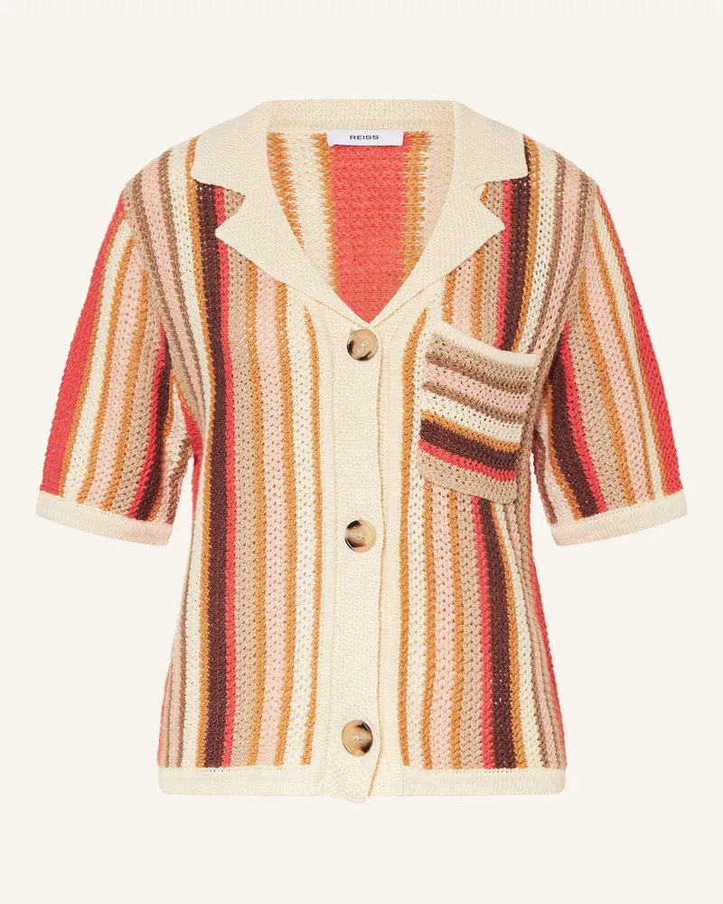 Reiss Strickjacke CANDY aus Leinen Ecru