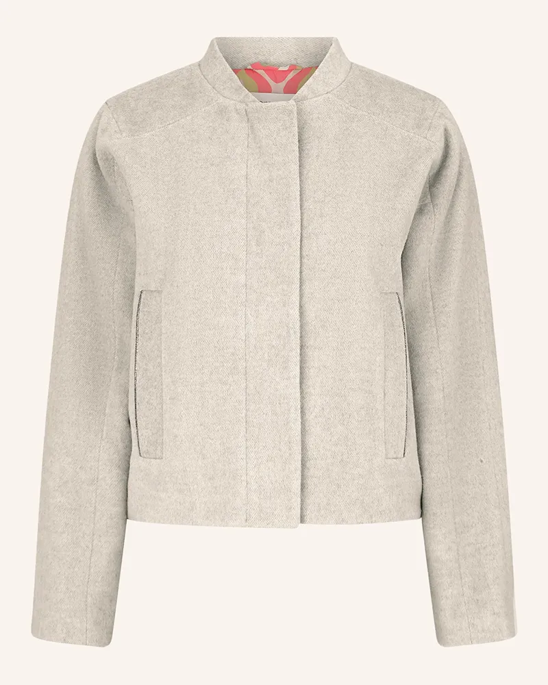 Cartoon Kastenjacke mit Schmucksteinen Hellgrau