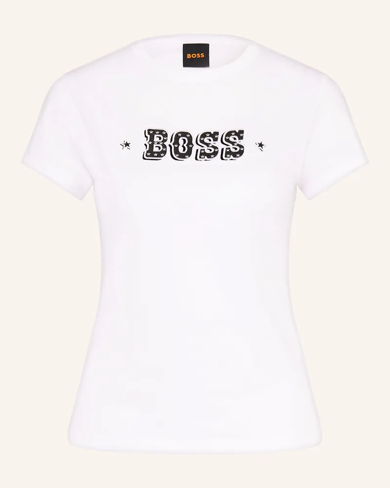 HUGO BOSS T-Shirt Endora Mit Schmucksteinen weiss Weiss