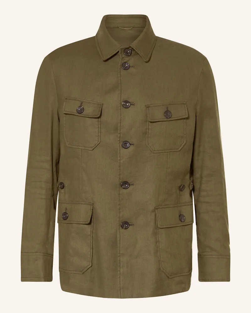 Habsburg Jacke Feistritz Mit Leinen gruen Khaki