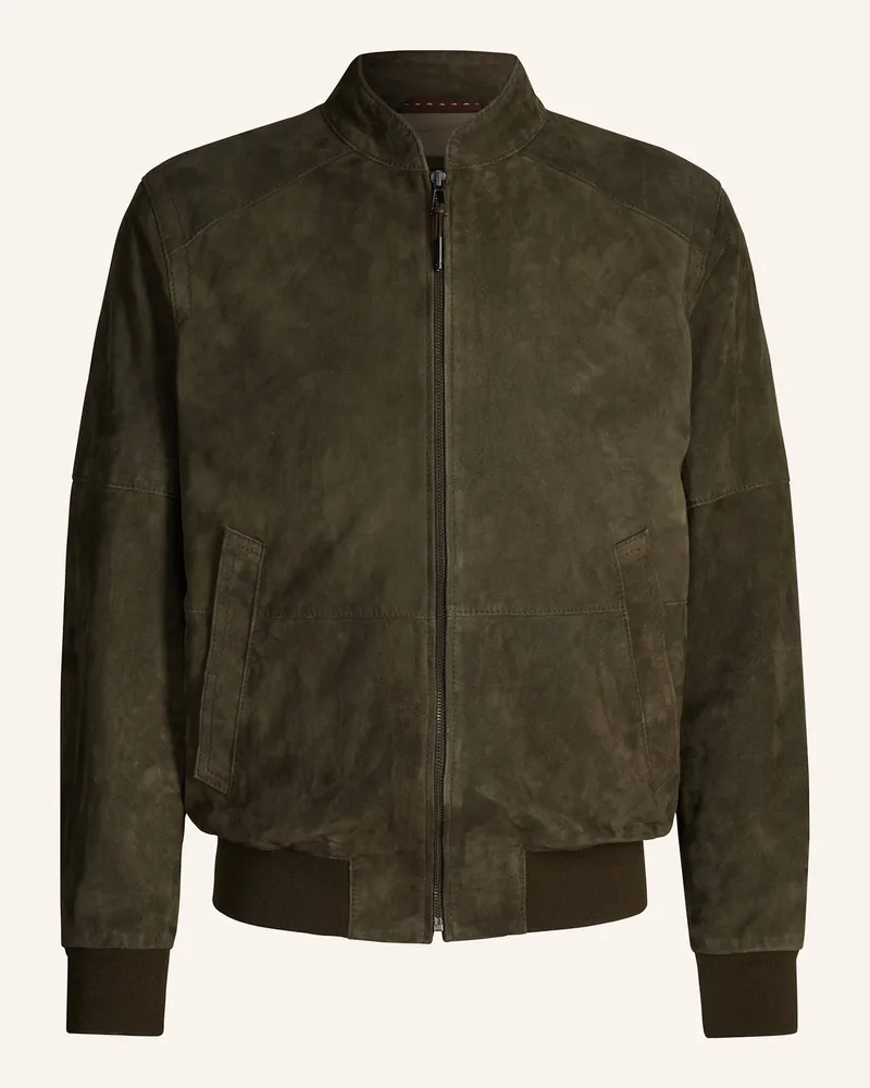 windsor. Lederblouson gruen Oliv