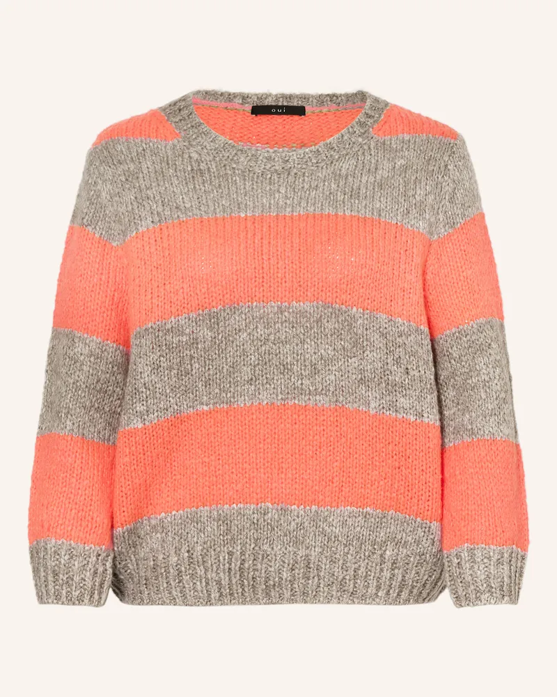 Oui  Pullover ESMY mit 3/4-Arm Neonpink