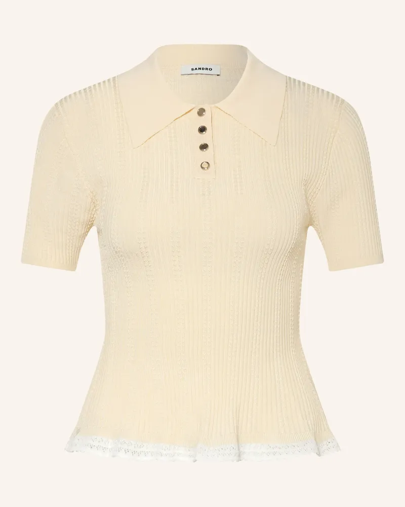 Sandro Strick-Poloshirt gelb Creme