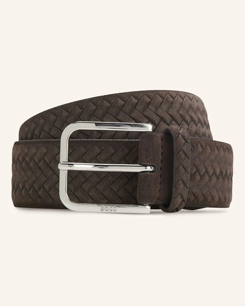 HUGO BOSS Flechtgürtel Madison Aus Leder braun Taupe