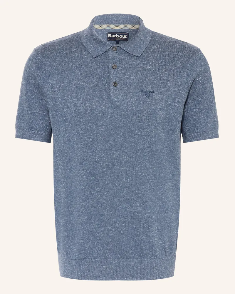 Barbour Strick-Poloshirt Muston Mit Leinen blau Blaugrau
