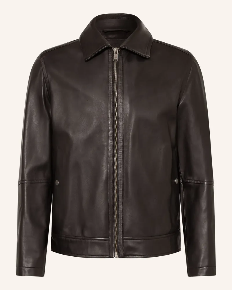 HUGO BOSS Lederjacke Jogear schwarz Schwarz