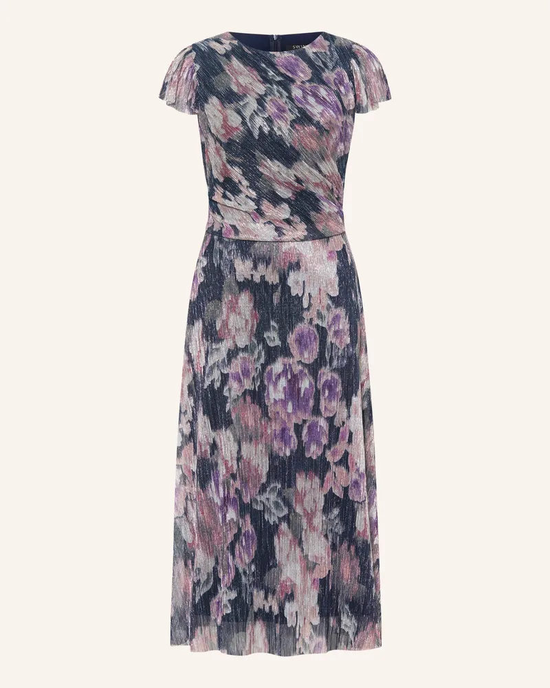 Swing Cocktailkleid Mit Plissees Und Glitzergarn blau Dunkelblau