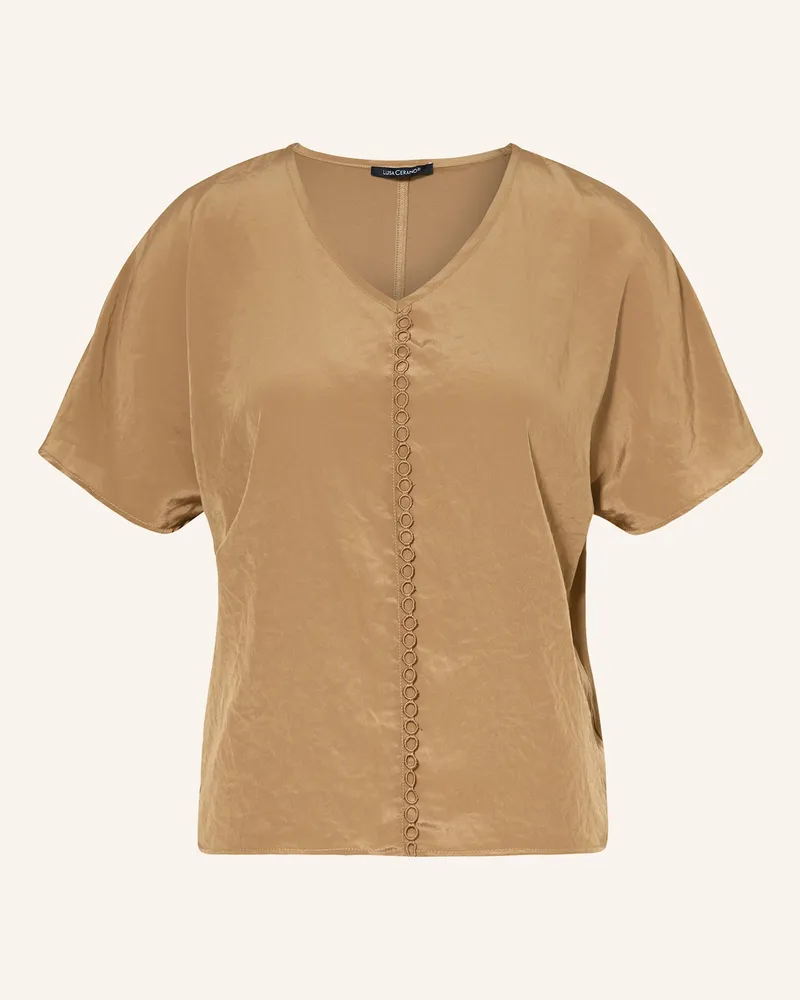 Luisa Cerano Blusenshirt im Materialmix Braun