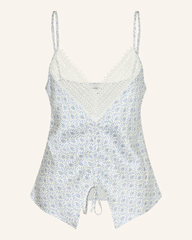 Claudie Pierlot Satintop Mit Spitze blau Weiss
