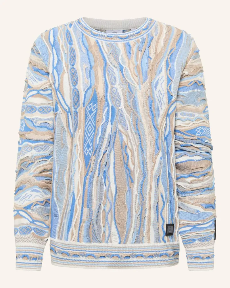 Carlo Colucci Jacquard Strickpullover Fanti blau Hellblau