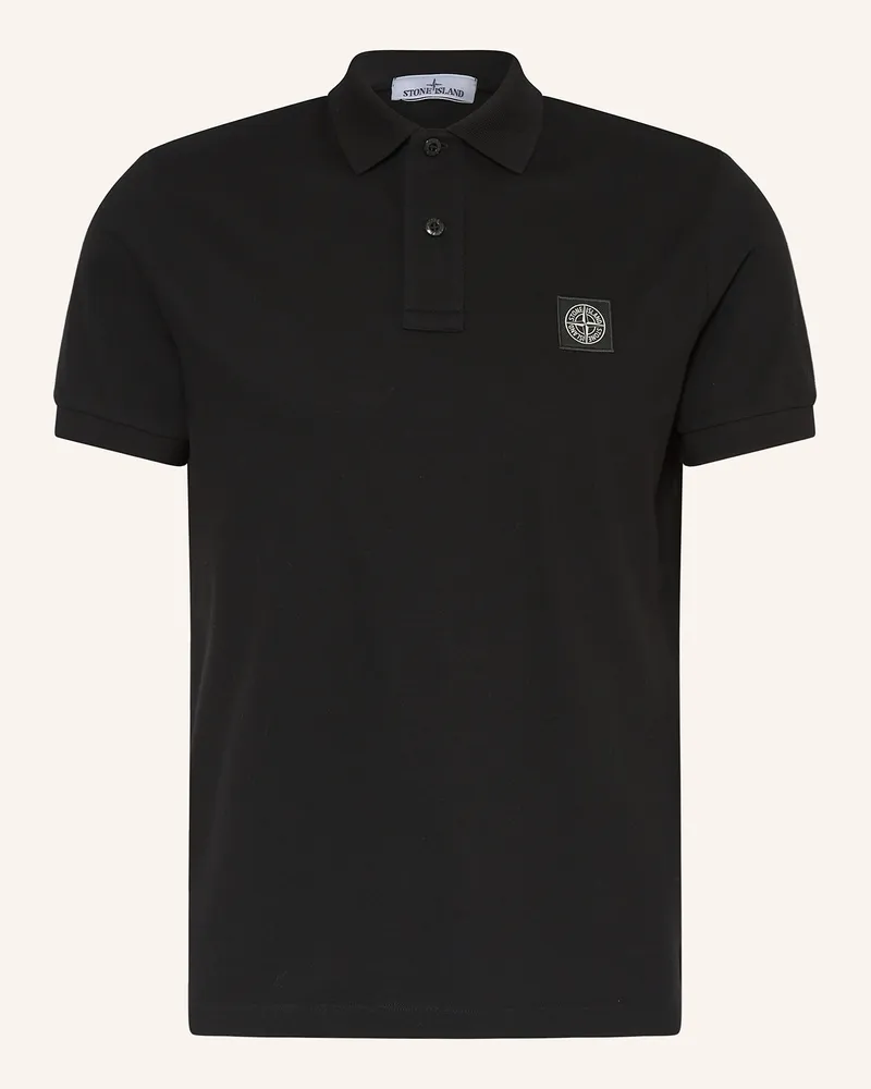 Stone Island Piqué-Poloshirt Slim Fit Schwarz