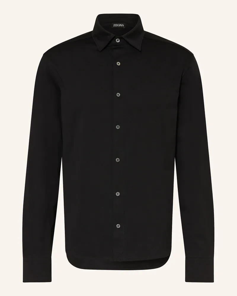 Ermenegildo Zegna Jerseyhemd Regular Fit Schwarz