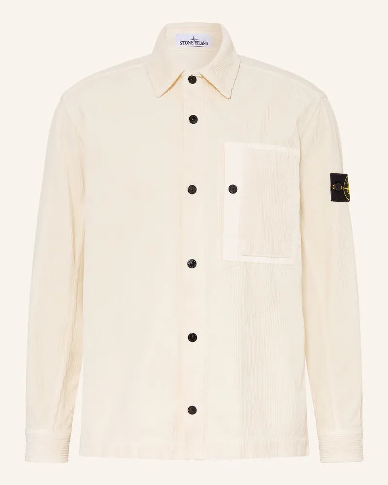 Stone Island Cordhemd Comfort Fit weiss Creme