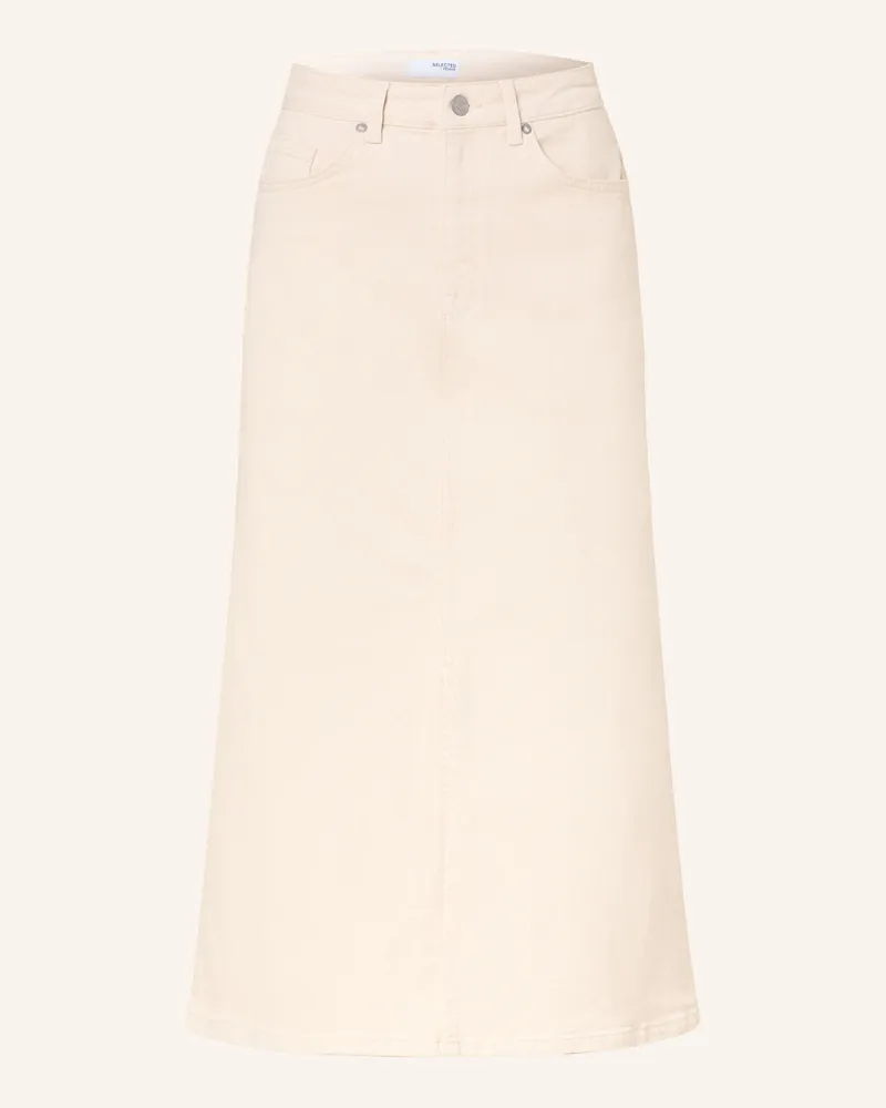 Selected Jeansrock weiss Ecru