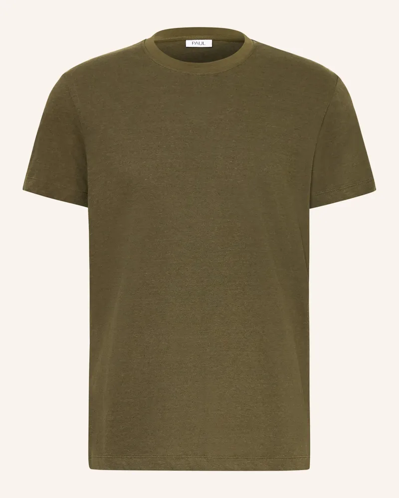 paul T-Shirt Mit Leinen gruen Oliv