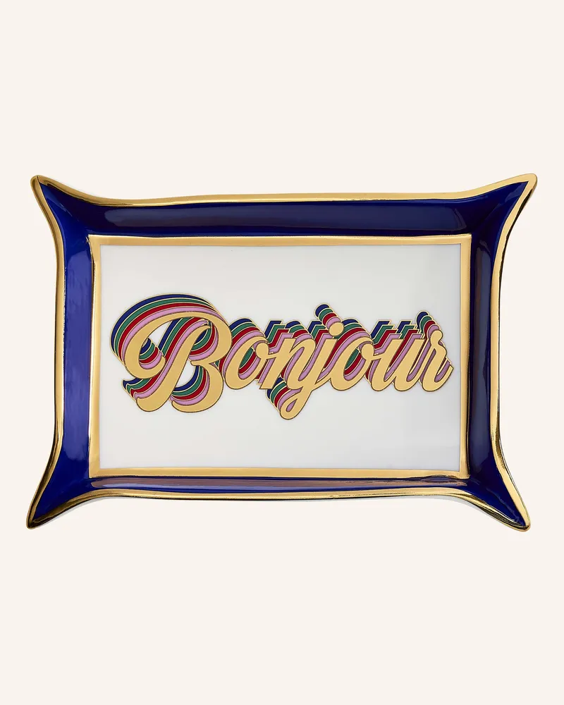 Jonathan Adler Schale Bonjour Valet weiss Dunkelblau
