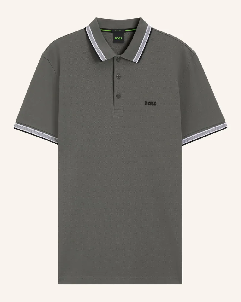 HUGO BOSS Piqué-Poloshirt Paddy Curved Regular Fit grau Hellgrau