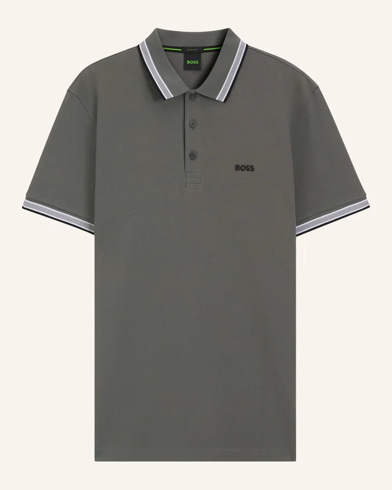 HUGO BOSS Piqué-Poloshirt Paddy Curved Regular Fit grau Hellgrau