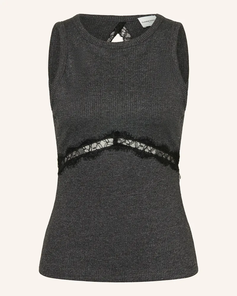 Claudie Pierlot Top mit Cut-out und Glitzergarn Grau
