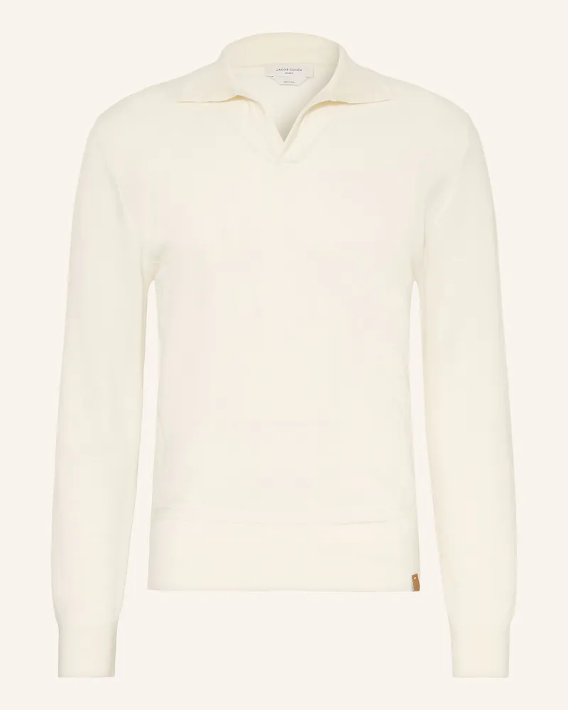 Jacob Cohën Strick-Poloshirt weiss Creme