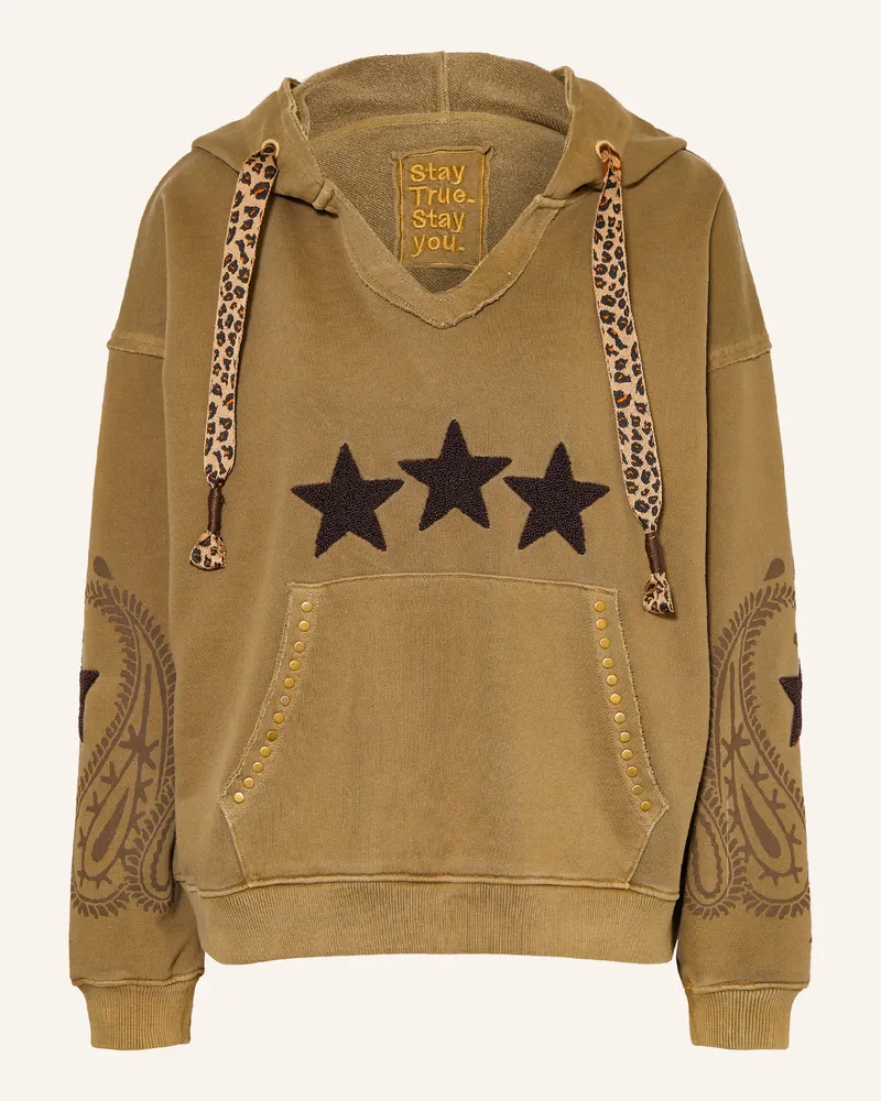 Grace Hoodie Mit Nieten gruen Oliv