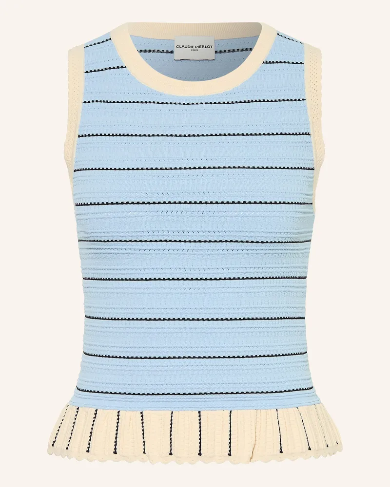 Claudie Pierlot Stricktop Mit Rüschen weiss Hellblau