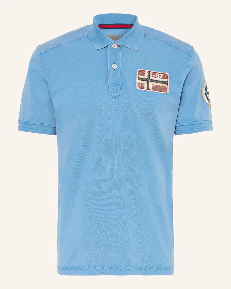 Napapijri Piqué-Poloshirt E-Archive blau Hellblau