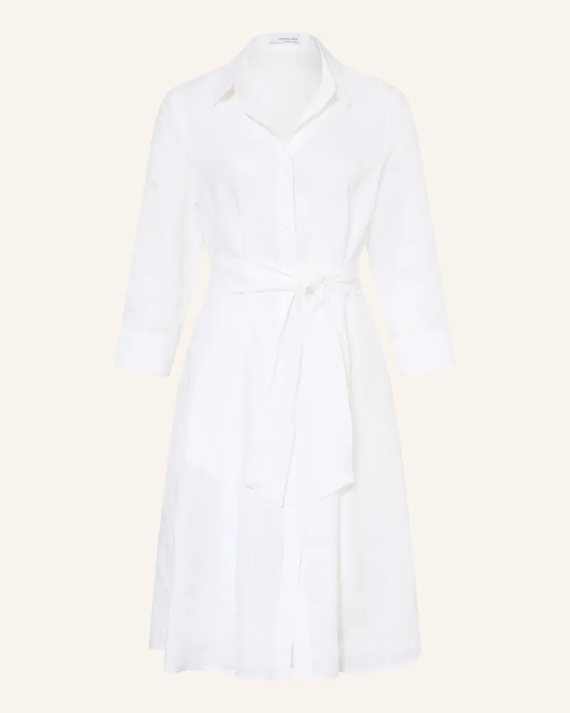 Rossana Diva Hemdblusenkleid Mit Leinen Und 3/4-Arm weiss Weiss