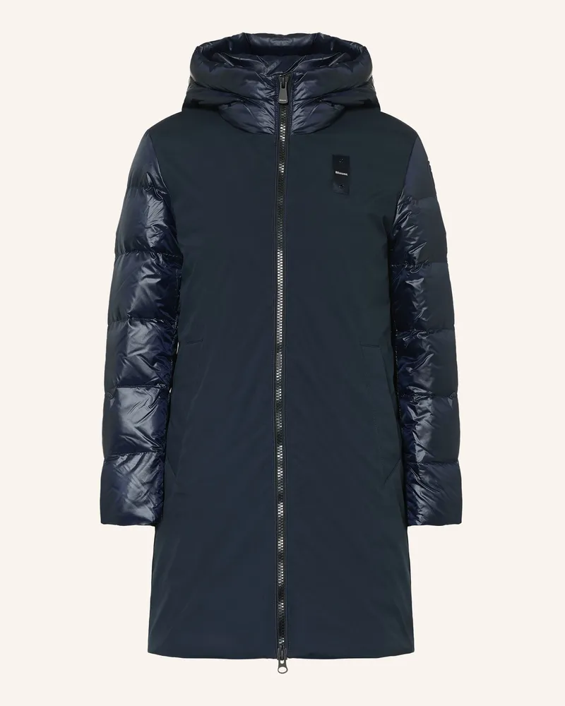 Blauer Daunenmantel Sawyer Im Materialmix blau Dunkelblau