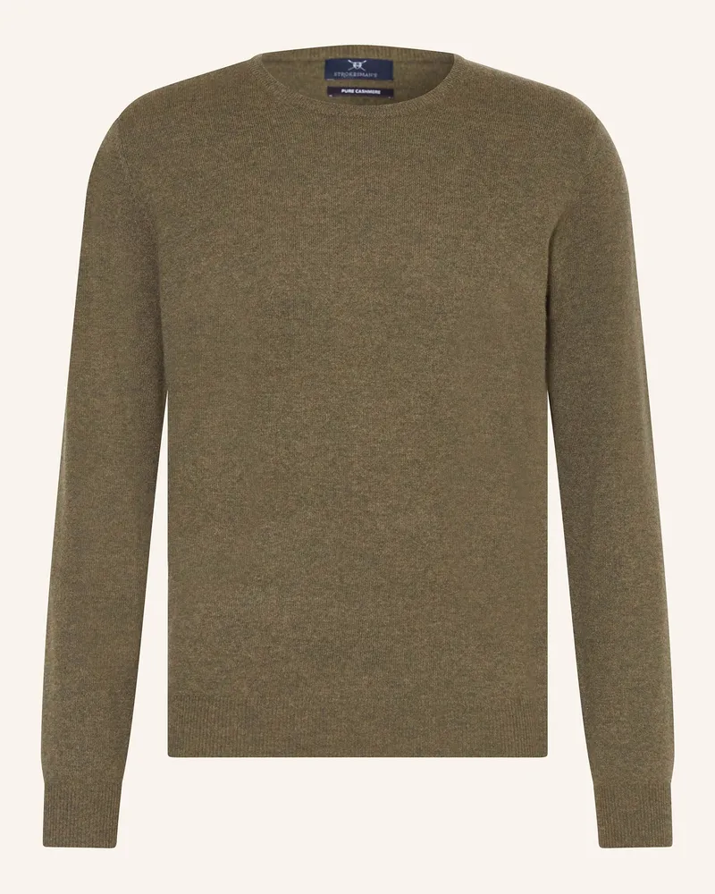 Strokesman's Cashmere-Pullover gruen Oliv