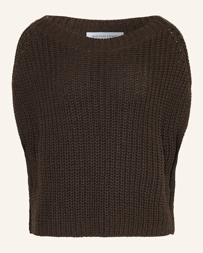 Iris von Arnim Strickshirt AVELIN mit Leinen und Seide Dunkelbraun