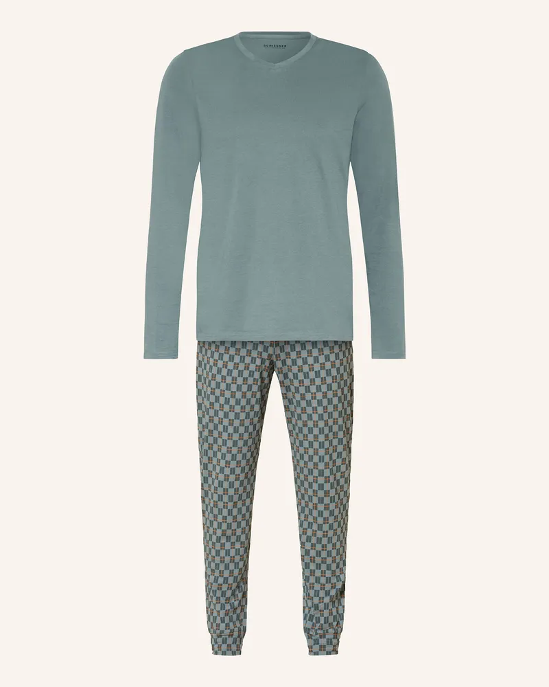 Schiesser Schlafanzug CASUAL ESSENTIALS Blaugrau