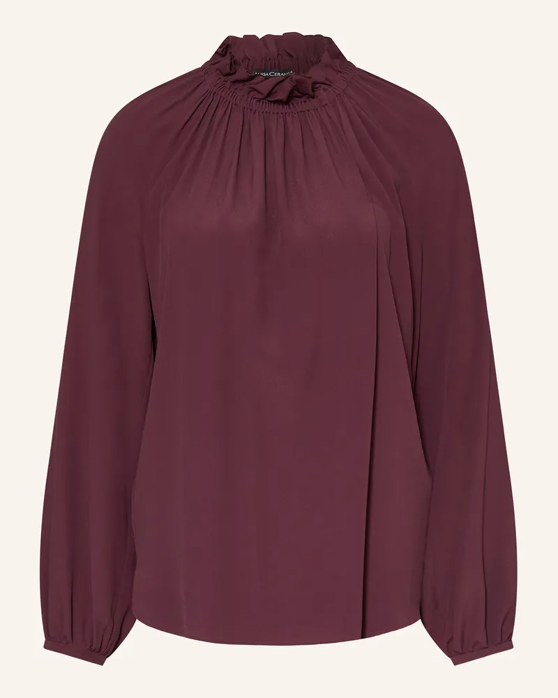 Luisa Cerano Blusenshirt mit Seide und Rüschen Dunkelrot