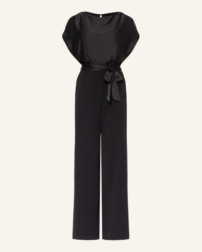 Swing Jumpsuit im Materialmix Schwarz