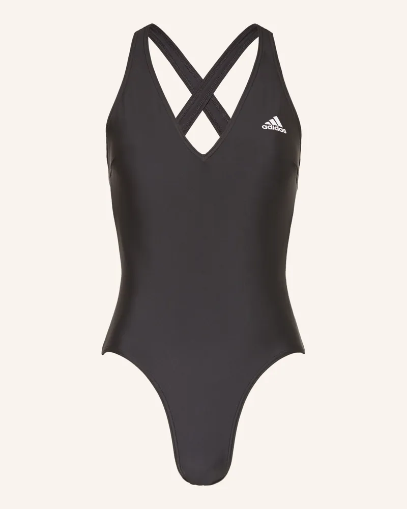 adidas Badeanzug 3-Streifen schwarz Schwarz