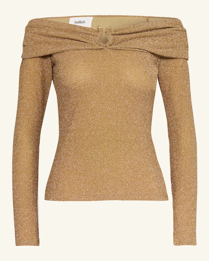 ba&sh Off-Shoulder-Shirt Bai Mit Glitzergarn gold Gold