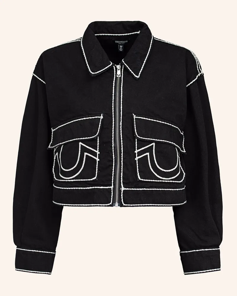 True Religion Jeansjacke schwarz Schwarz